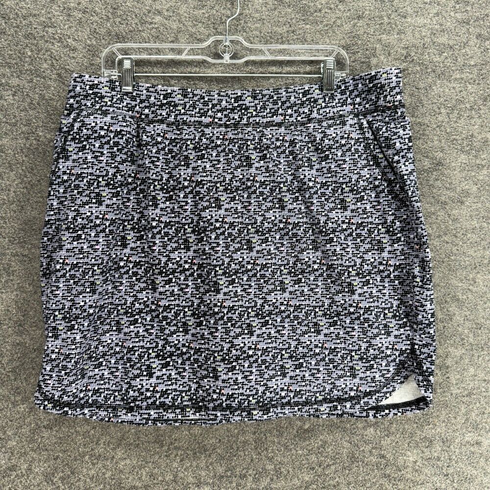 Christopher & Banks Skort Women XL Gray Geometric A-Line Midi Mid Rise Lined